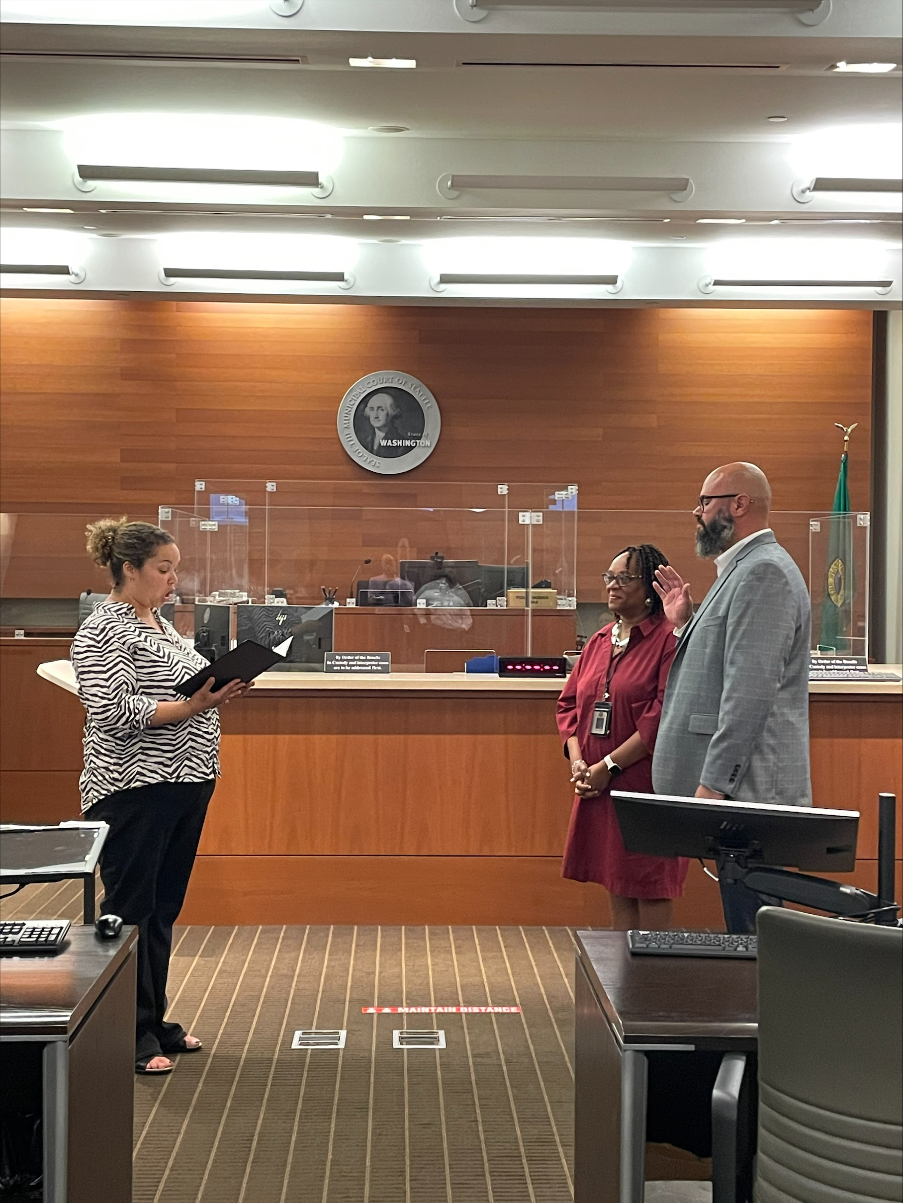 Sattler took his oath of office on August 15, 2023, and was accompanied by Presiding Judge Faye R. Chess and City Clerk Scheereen Dedman.