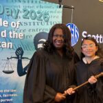 SMC Presiding Judge Anita Crawford-Willis with an attendee of the court's annual Law Day event