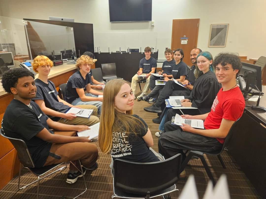 Garfield High School Seattle Youth Traffic Court participants take part in a restorative justice circle in 2024.
