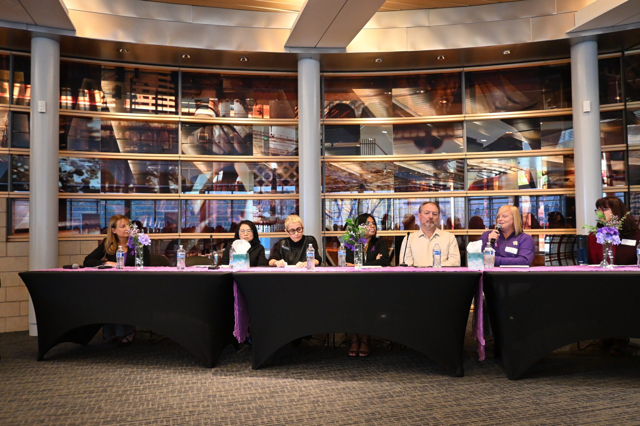 Judge McDowall and Siobhan Haggerty on a panel in support of Domestic Violence Awareness Month