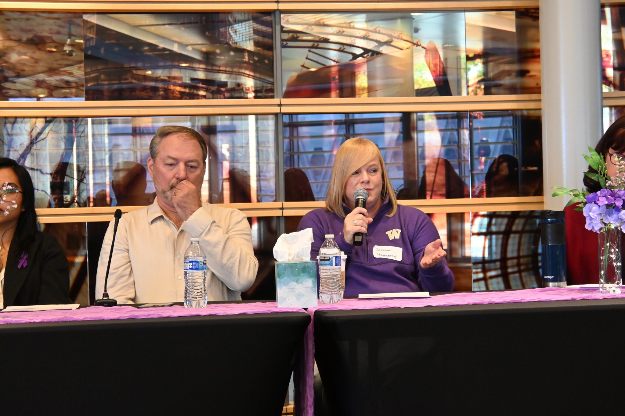 Siobhan Haggerty, panelist for Seattle Municipal Court, in purple sweatshirt